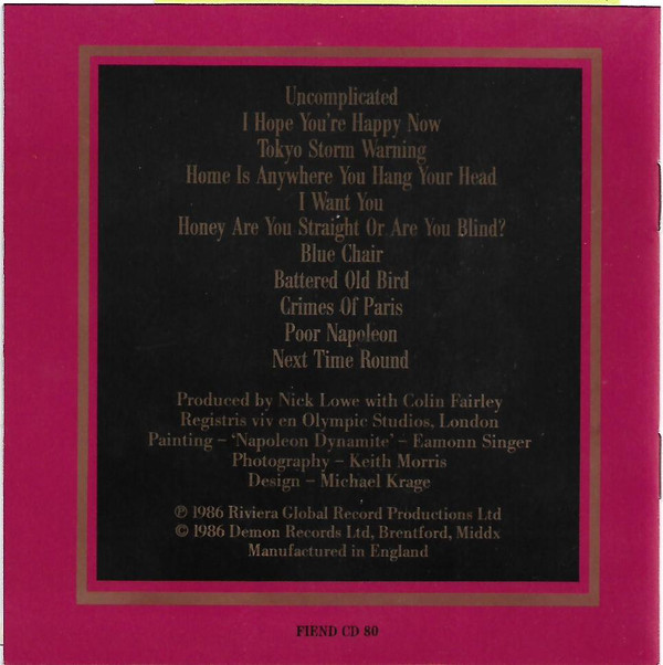 Elvis Costello And The Attractions  Blood & Chocolate : Front + Inlay